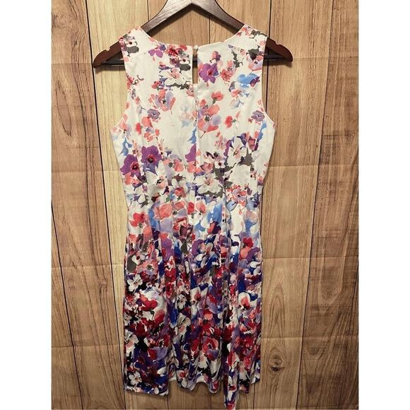 NYCO size 8 floral dress white pink purple New York & company floral summer - Picture 6 of 7